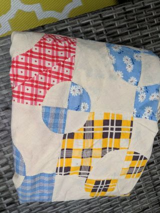 Handmade Vintage Patchwork Quilt Top Unfinished 7feet X 7 Feet Need Some Love.