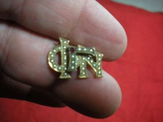Vintage Phi Gamma Nu Fraternity Pin Gold W/pearls & Ruby