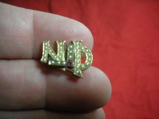 Vintage Phi Gamma Nu Fraternity Pin Gold w/Pearls & Ruby 2