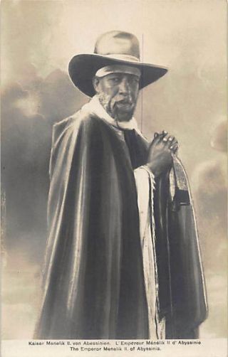 Ethiopia - The Emperor Menelik Ii Of Abyssinia - Real Photo - Publ.  Arnold Holtz