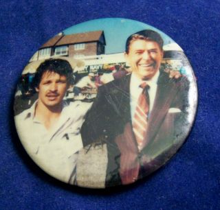 Vintage President Ronald Reagan Photo Button Pinback - Ooak
