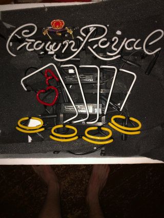 Crown Royal Poker Whiskey Bar Beer Neon Light Sign 17 " X14 " Broken