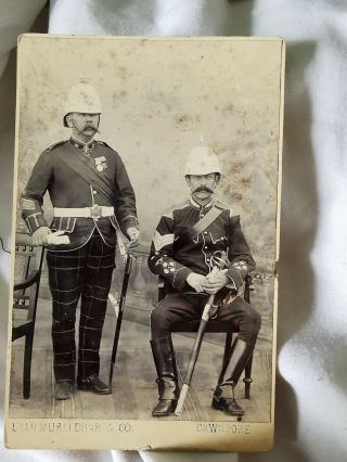 Victorian Cabinet Photograph Of 2 Soldiers In Uniform In Cawpore (kanpure) India