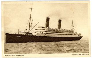 Cunard Ocean Liner - Side View Of Rms Carmania - Postcard Ship/r.  M.  S