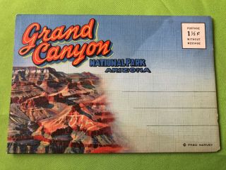 Grand Canyon National Park,  Az Linen View Folder 18 Views