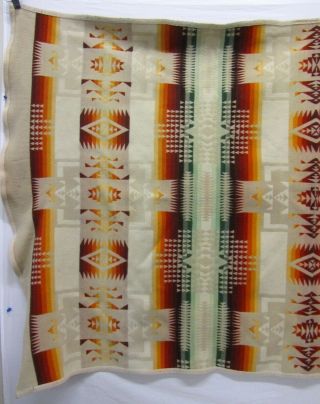 Pendleton Beaver State Beige & Orange Stripe Pattern Wool Blend Blanket 6 ' x 4 ' 2