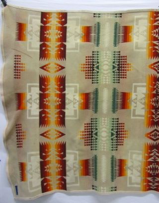 Pendleton Beaver State Beige & Orange Stripe Pattern Wool Blend Blanket 6 ' x 4 ' 4