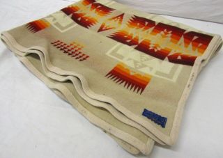 Pendleton Beaver State Beige & Orange Stripe Pattern Wool Blend Blanket 6 ' x 4 ' 5