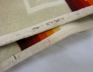 Pendleton Beaver State Beige & Orange Stripe Pattern Wool Blend Blanket 6 ' x 4 ' 7
