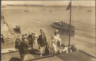 Spain Santander Queen Victoria Eugenia In The Harbour Old Post Card