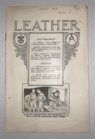 Boy Scout White Cover Merit Badge Book Pamphlet Type 2 Leather
