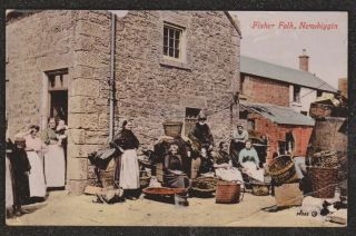 1914 Newbiggin Fisher Folk Postcard Northumberland Fishing Fishermen Women