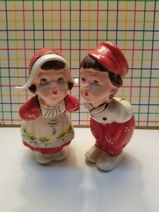 Vintage Kissing Boy And Girl Couple | Salt & Pepper Shakers | Made In Japan | Co