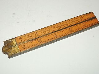 Vintage C - S Co.  Pine Meadow Cn.  Boxwood No.  62 Wood And Brass Folding Ruler,  24 "