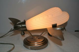 Chrome and Glass Airplane Desk Lamp 2