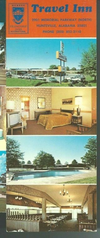1970s Travel Inn Huntsville Alabama Jumbo Postcard (8.  5 " X 3.  5 ") Friendship Inn