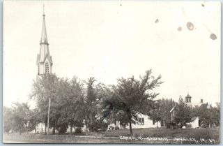 Wesley,  Iowa Rppc Real Photo Postcard " Catholic Church " Steeple View C1920s