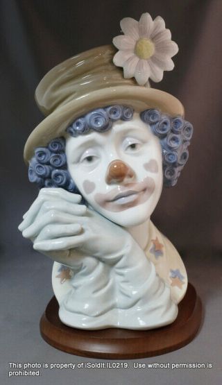 Lladro Porcelain Melancholy Clown Figurine 5542 W/ Base Spain