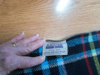 Vintage plaid Amana Iowa woolen WOOL BLANKET 70 X 90 USA 3