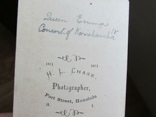 1873 Hawaiian Queen Emma cdv photograph with bold autograph 4
