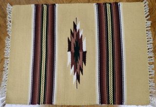 Vintage Chimayo Ortega’s Southwest Pattern Wool Rug Wall Hanging 32x24