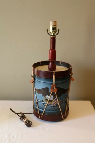 Tin Drum Table Lamp Americana Patriotic Theme The Old Drum Shop,  Ma