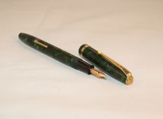 Vintage Conway Stewart12 Fountain Pen - Emerald / Bronze Marble - Nr - C1955