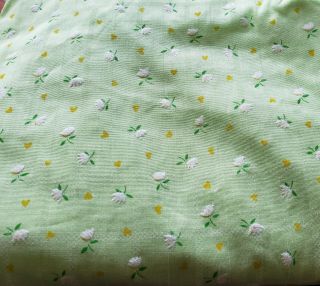 Vintage Flocked Fabric Cute Floral Lt Green 3ydsx46 Dolls Clothes Sewing Crafts 2