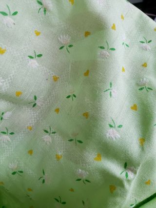 Vintage Flocked Fabric Cute Floral Lt Green 3ydsx46 Dolls Clothes Sewing Crafts 5