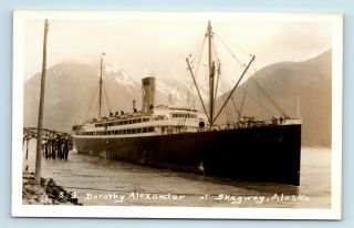 Skagway,  Ak - Early View Of Ss Dorothy Alexander Steamship - Vtg Photo Rppc