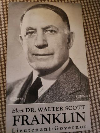 1938 Election Political Postcard Dr Walter Scott Franklin California Lt Governer