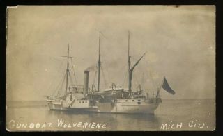 Uss Wolverine C1909 Rp Aka Uss Michigan - First Iron - Hulled Ship - Civil War