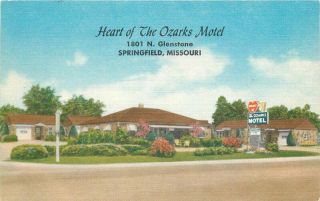 Heart Of Ozarks Motel Route 66 Springfield Missouri 1940s Postcard 5753
