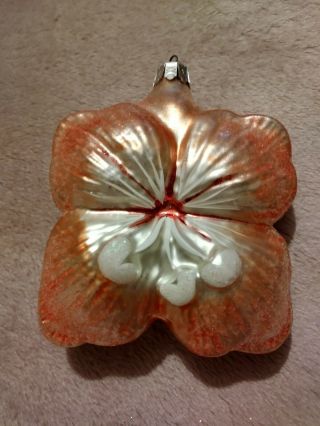 Rare 91 - 061 - 0 Christopher Radko Peach Tropical Flower Christmas Ornament 4 Inch