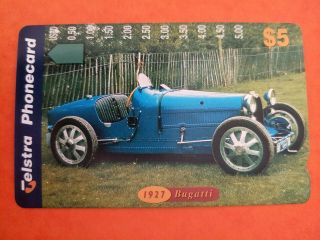 $5 Vintage Cars - 1927 Bugatti Phonecard Prefix 1499 Only 1500 Issued