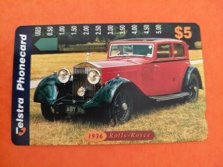 $5 Vintage Cars - 1936 Rolls Royce Phonecard Prefix 1500 Only 1500 Issued