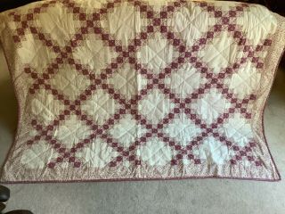 Pretty Vintage Handmade Quilt Pink Well Quilted 88”x86” Full/ Queen