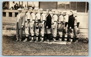 Postcard Pa Polk High School Baseball Team Circa 1917 Real Photo Rppc T5