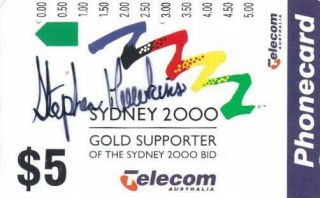 Telstra $5 Sydney 2000 Signed Phonecard Stephen Hawkins Swimming Gold Meda L 15