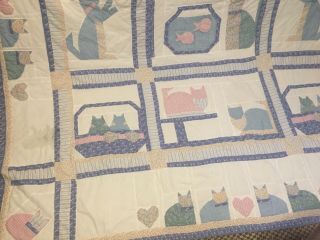 Vintage home Hand Made Patchwork Cat Quilt double queen 3