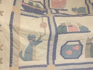 Vintage home Hand Made Patchwork Cat Quilt double queen 4
