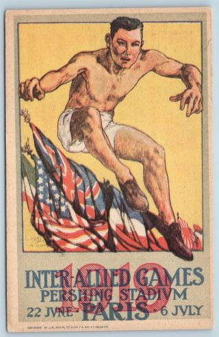 Postcard 1919 Paris France Inter Allied Games Pershing Stadium T3