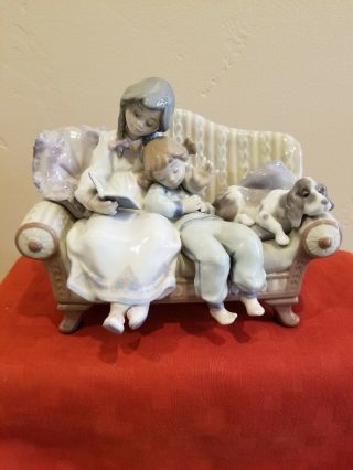 Rare 1991 Retired In 2006 Lladro " Big Sister " - No Box Sisters With A Dog