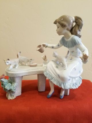 Rare 1994 Lladro " Mealtime " - No Box - Retired 7 1/2 In Tall - 9 In Long