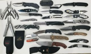 Large Pocket Knife And Multi - Tool Set,  Including Crkt,  Kershaw,  Gerber