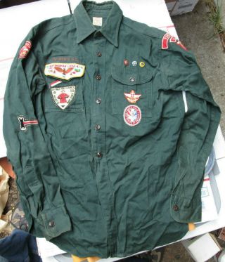 1959 Eagle Boy Scouts Official Shirt W/pins & Patches Yorkfield,  Illinois Rare