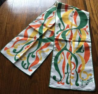 Vintage Girl Scouts Leader Scarf Groovy Mod Psychedelic Orange Green Yellow