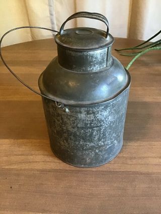 Vintage Antique Tin Water Jug Thermos Lunch Pail
