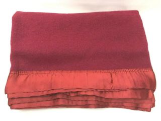 Blanket Wool Vintage Golden Dawn Penney Satin Red