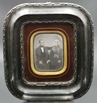 1851 Large Quarter Plate Daguerreotype Of Couple By Paul Gustave Froment